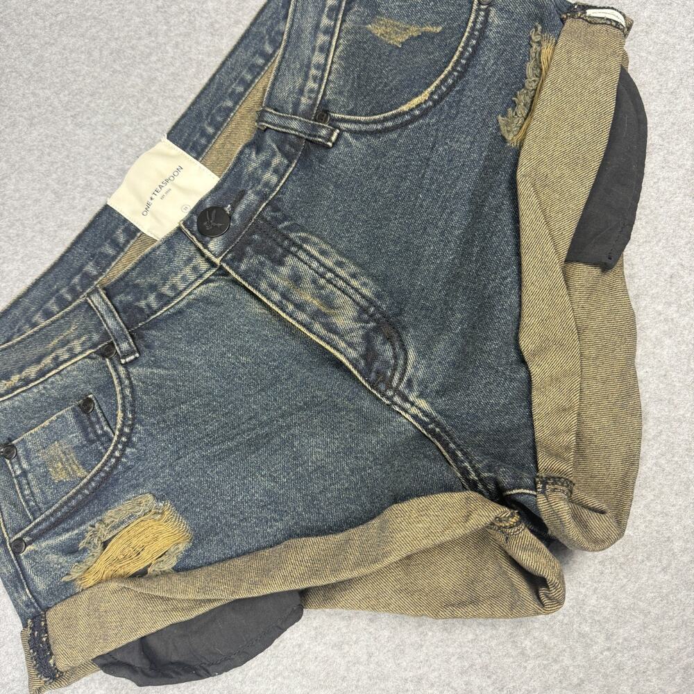 One Teaspoon Free People Bandits Low-Waist Shorts Fox Black Sz 30 Festival Boho